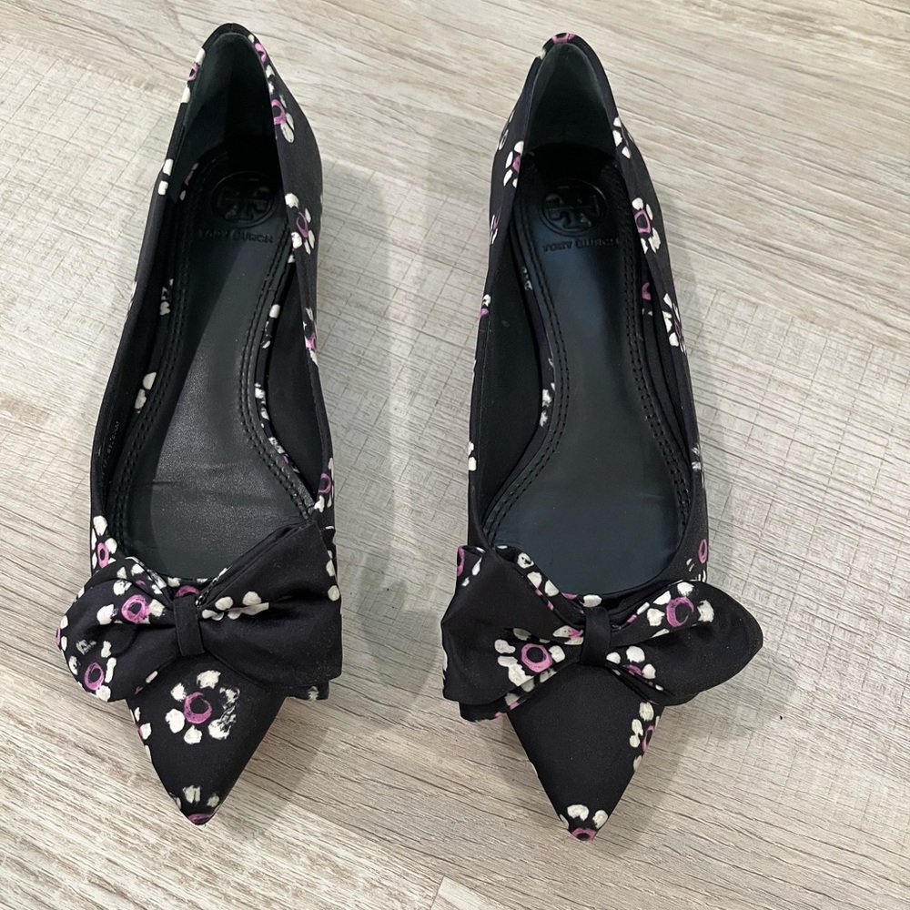 Tory Burch floral bow flats